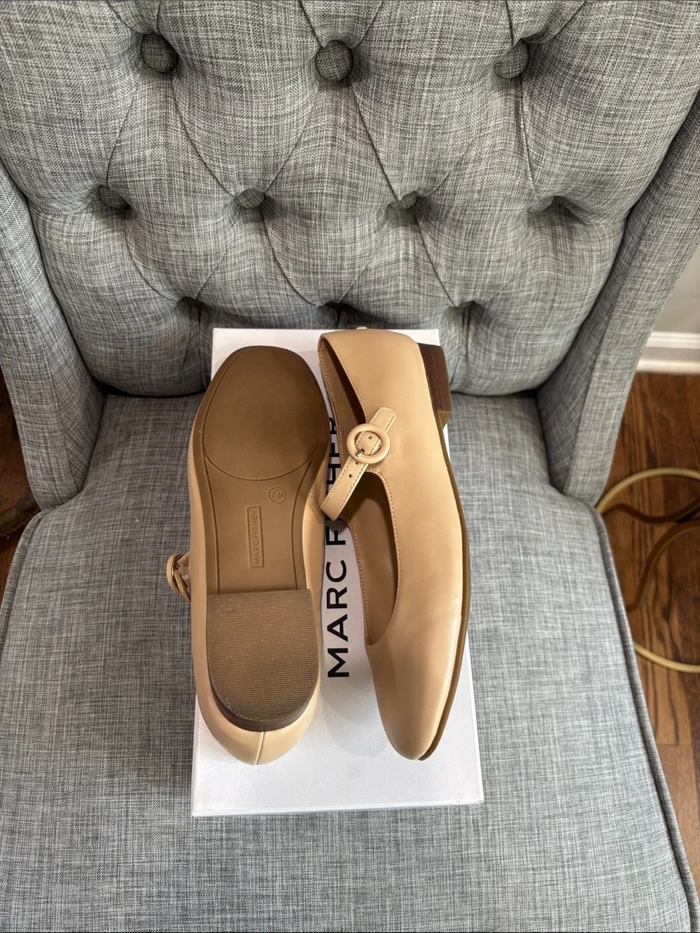 Marc Fisher Light Natural Mary Jane Flats in Beige